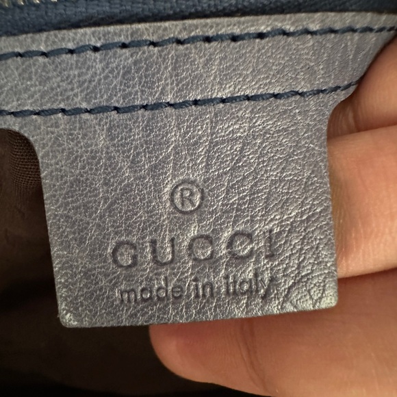 Gucci Large Bamboo Barbaston Royal Blue Spike Calfskin Leather - Picture 10 of 14